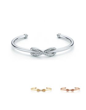 Tiffany Infinity Cuff Bracelet Women 925 Sterling Silver Endless Love Symbol Gemstones Bangle GRP08682/GRP08681/GRP08626