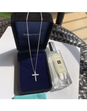 Replica Tiffany & Co. Full Diamond Cross Necklace Jewelry Sterling Silver For Female Classic GRP02372