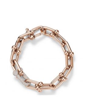 High End Replica Tiffany Hardwear Rose Gold Single Chain Diamond Link Bracelet For Female Fashion GRP09877