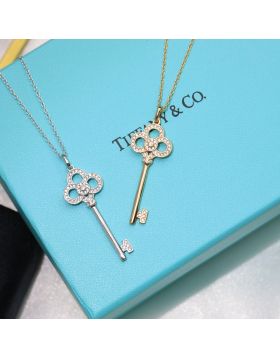 Tiffany Keys crown key pendant with diamonds in 18k white gold on