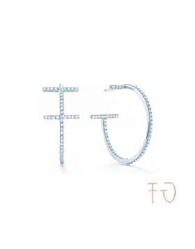 Tiffany T Wire Hoop Earrings Replica Sterling Silver Diamonds Friends Gifts Jewelry