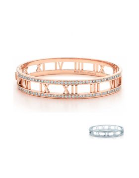Tiffany Atlas Open Hinged Bangle Pave Diamonds New Style Valentine's Day Sale GRP08555