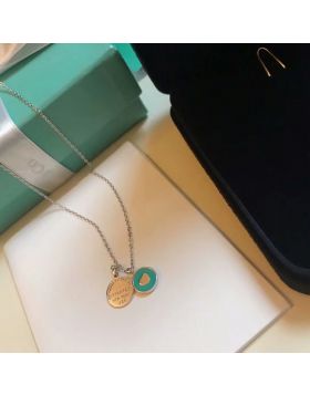 Tiffany Return to Tiffany Blue Enamel Heart Shape Ladies 925 Silver Double Round Pendant Necklace Sale Online 36517204