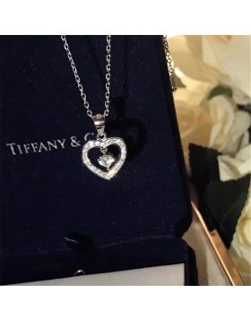 Tiffany Heart In Heart Crystal Pendant Necklace Valentine Gift For Girls Price List USA