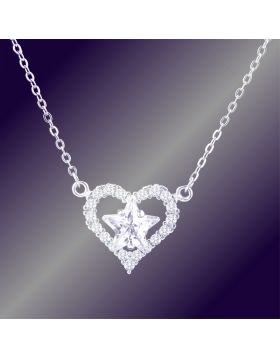 Tiffany Necklace Heart & Star Gemstones Pendant Elegant Style For Women Street Fashion USA Online 