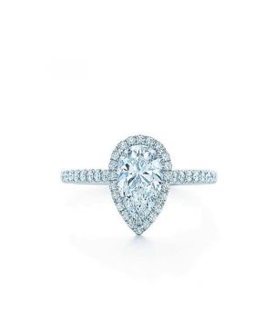 Imitation Tiffany Soleste Bead Chain Side Set Diamond Pear Cut Center Diamond Premium Engagement Ring for Female GRP10888