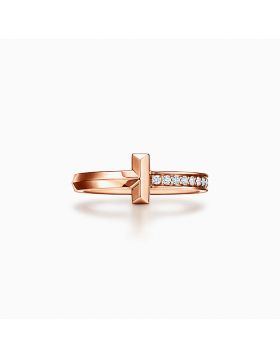 2022 Tiffany T Single Side Diamonds Rose Gold T1 Ring For Ladies GRP11292/GRP11528